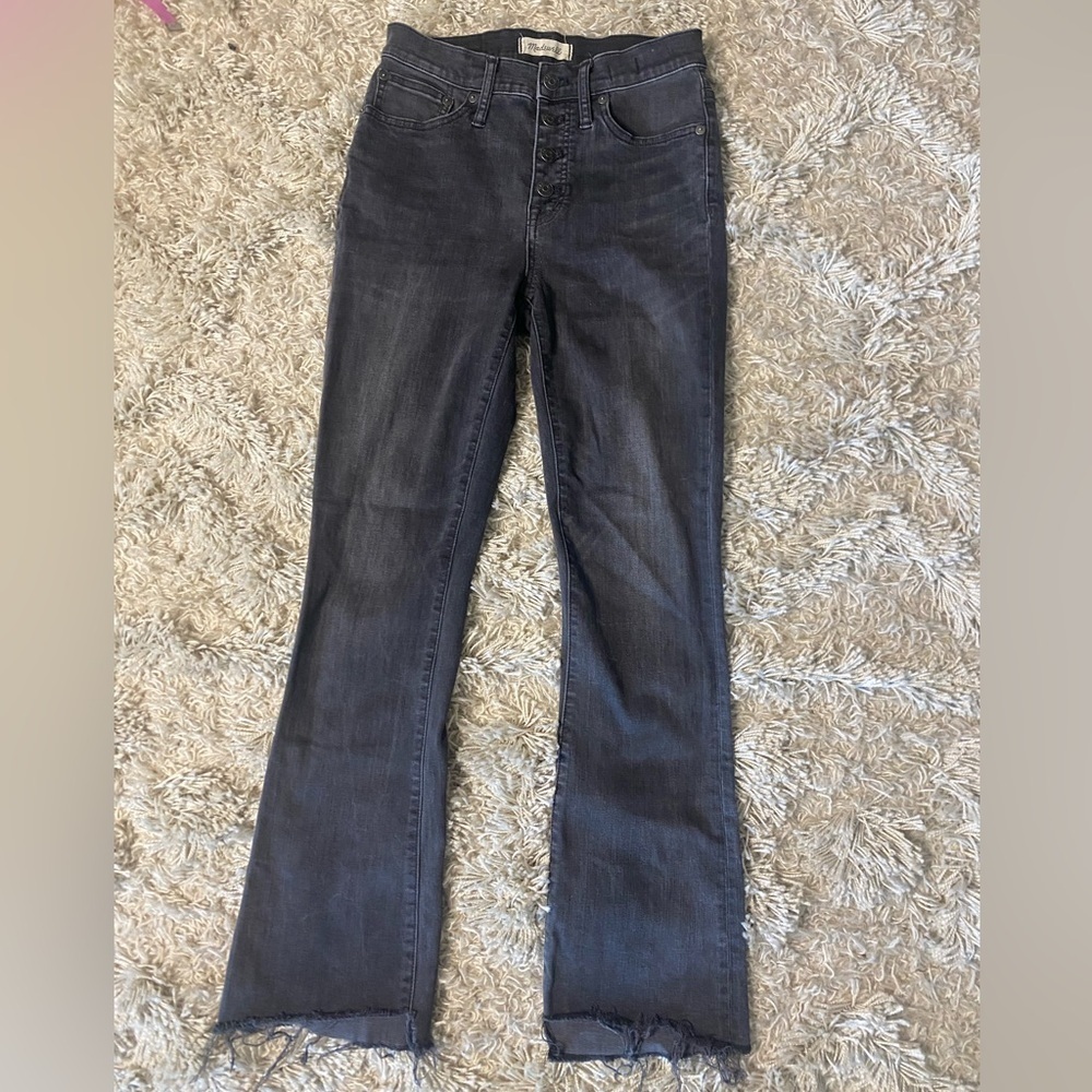 Madewell Cali Demi-Boot Jeans: Asymmetrical Hem Edition Size 26 Tall Button Fly - Picture 6 of 8